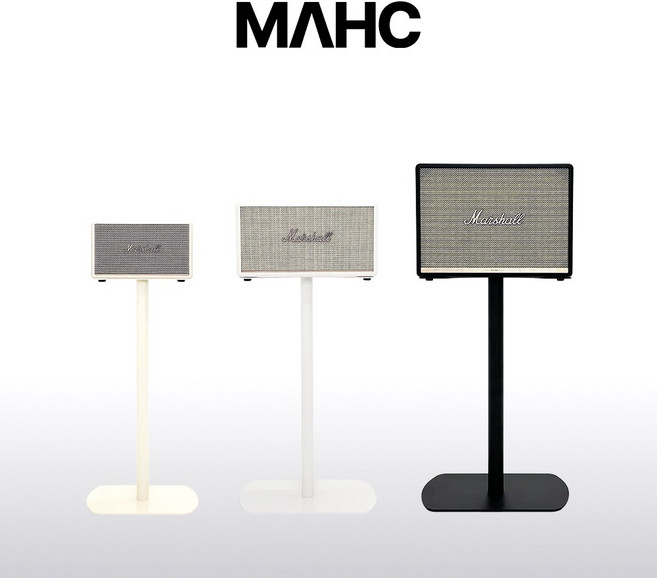 마블홀릭 마샬 스피커 3 2 1 스탠드 거치대 받침대 슬림 사각 라운드형, 블랙 + 3m 케이블 블랙, 워번 고정식, 1개