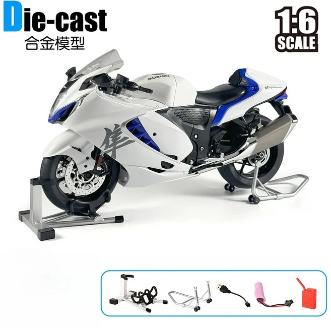 쿠쿠스토어 스프레이 1: 합금 다이캐스트 오토바이 모델 다이나믹 장식품 스즈키 하야부사 GSX-1300R 사운, 02 No Box1