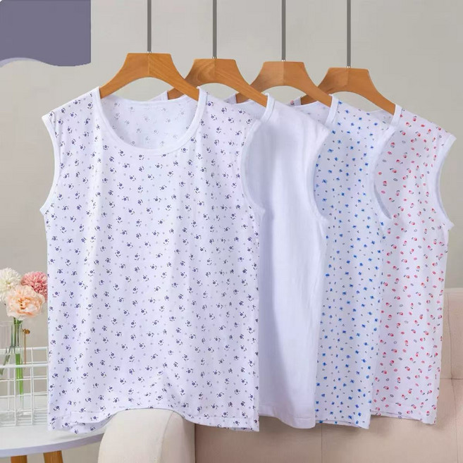 중년 여성 노모 편한 너밍 나시 여름 얇은 순면 넓은 어깨 끈 조끼 노인 할머니 내의