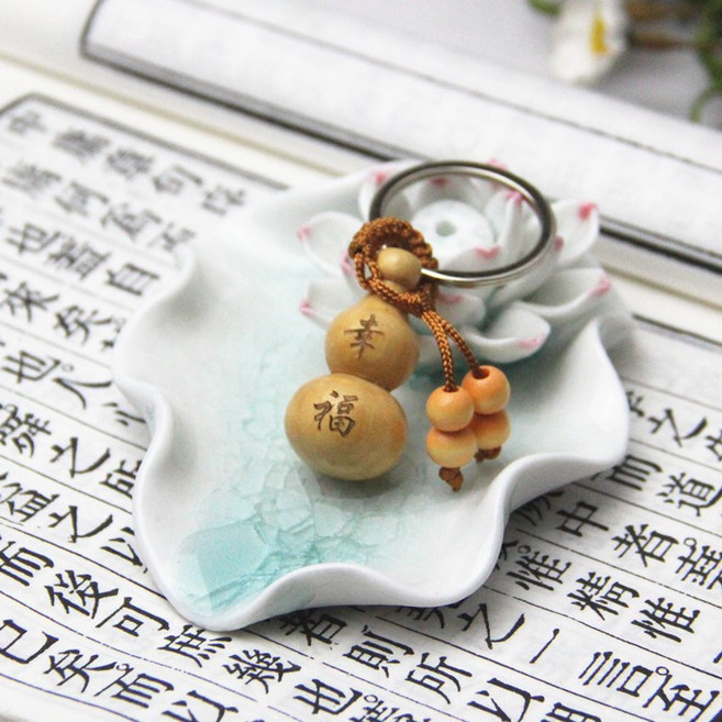 桃木葫蘆鑰匙圈 吊飾掛件, 1個, 轉運葫蘆幸福【一件】