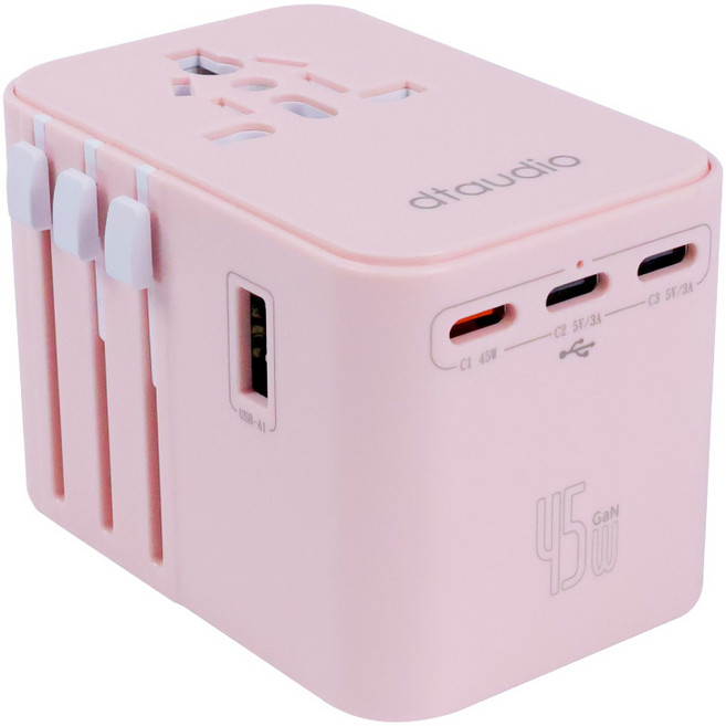 DTAudio 萬國旅行充電器 45W PD快充 萬用轉接頭, 1個, 45W,粉色