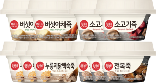 용기죽 비비고 닭백숙3 전복3 버섯야채2 소고기죽2, 1세트, 280g