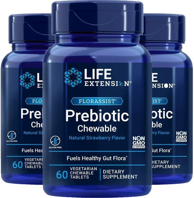 라이프익스텐션 플로라시스트 프리바이오틱 스트로베리 츄어블 타블렛, 60정, 3개 - 쿠팡