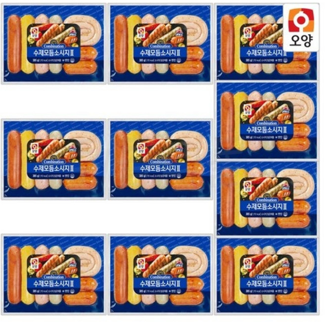 오양 수제모듬소시지 냉동 (업소용 식당용수제소시지 호프집 간편안주), 385g, 10개
