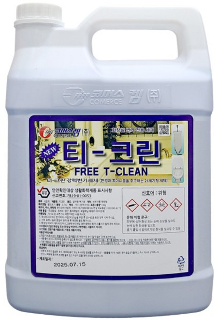 (선영 E.N.C) 티크린 3.75L 화장실강력 세정제 변기세제 세척 살균악취제거청소약품 공공화장실 청소, 1개