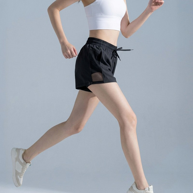 말랑마쥬 여성용 사이드메쉬 요가 러닝 레깅스 반바지