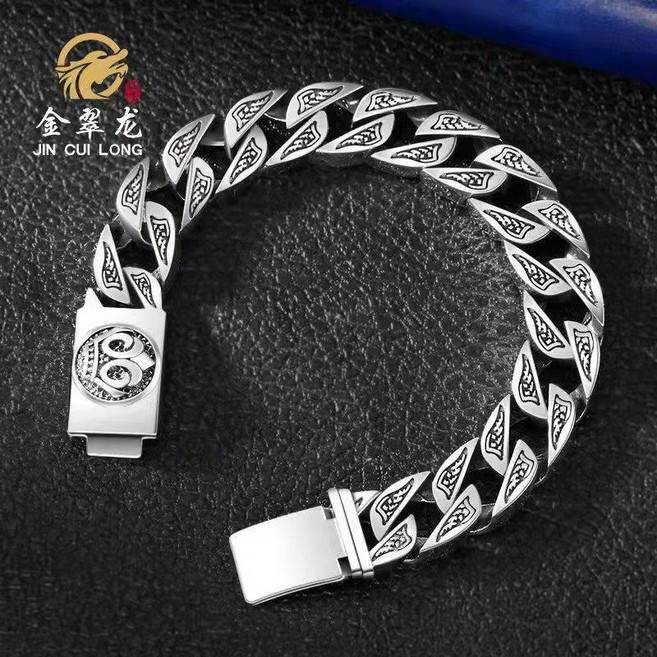 金翠龍 男士個性復古哈雷圖騰鍊式手鏈