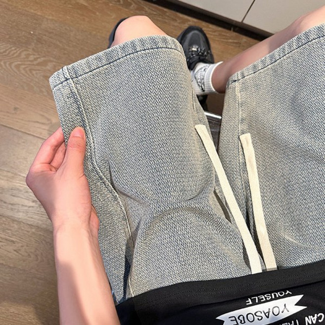 지그재그 패턴 와이드 데님 반바지 하프 팬츠 MJ1322