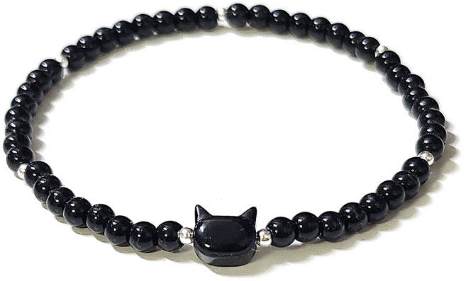 실버볼 가득 블랙키티 팔찌