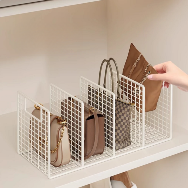 홈앤힐링 철제 칸막이 가방정리대 옷장 가방선반, 크림 화이트, 1개