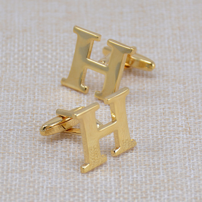 Makone 황제 벼슬길에 오르다 셔츠소매 26 영문 이니셜 A Z 골드 커프스링크 버튼 남성 여성 와이셔츠