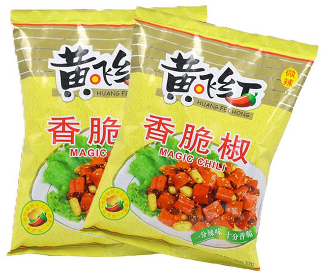 왕부정 중국식품 황비홍 향취고추 향취죠 땅콩 간식 마라 고추부각, 308g, 2개