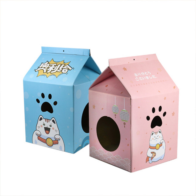 고양이 스크래쳐 숨숨집 우유 하우스 박스 스크레쳐 스크레처, 블루, 1개