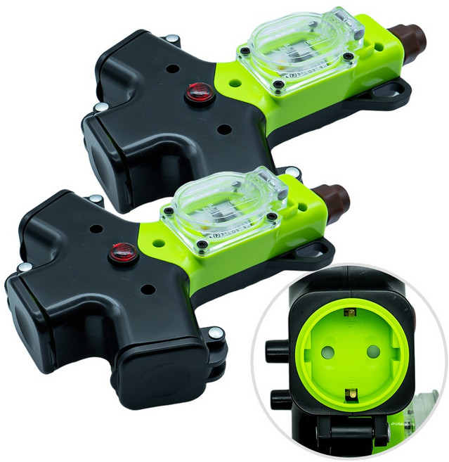 방우형 콘센트 KC 안전인증 현장용 작업용 캠핑용 누전차단 멀티탭, 2개, 235mm