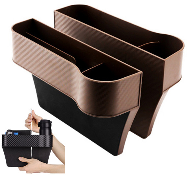댓츠댓 자동차 틈새 수납함 사이드 포켓 정리함 박스, 브라운, 2개