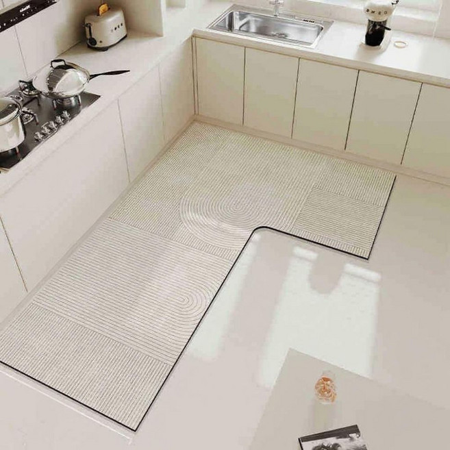 [리빙올] L자형 규조토 주방매트 150x100 좌우선택형 3종디자인, 1개, 이와사키