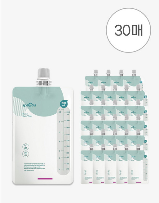 스펙트라 온도감지 이지 모유저장팩 200ml 리필 30매입 (커넥터 미포함), 30매, 1개