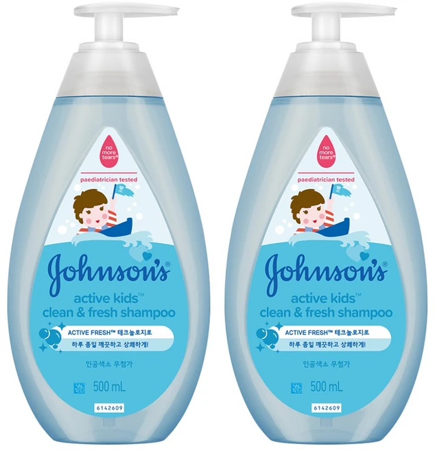 존슨즈베이비 액티브 키즈 클린 앤드 프레시 샴푸, 500ml, 2개 - 쿠팡