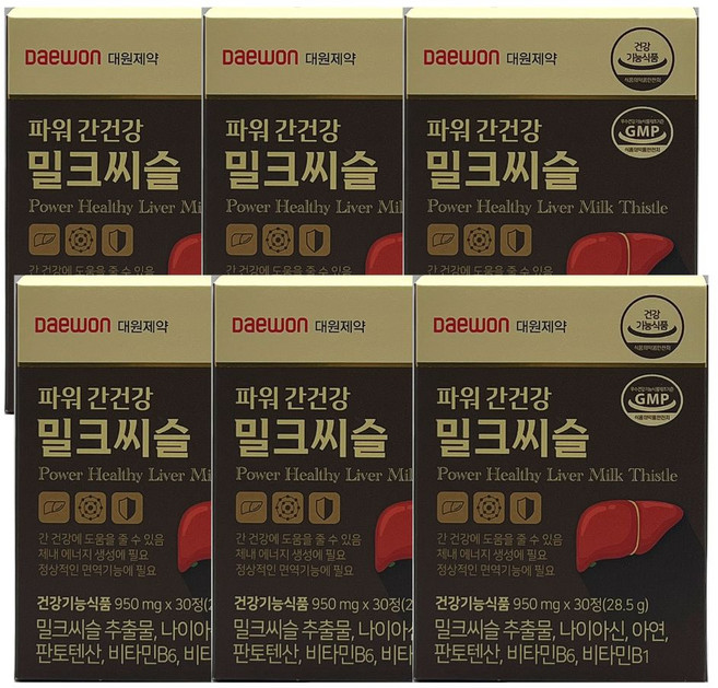 대원제약 파워 간건강 밀크씨슬, 30정, 6개