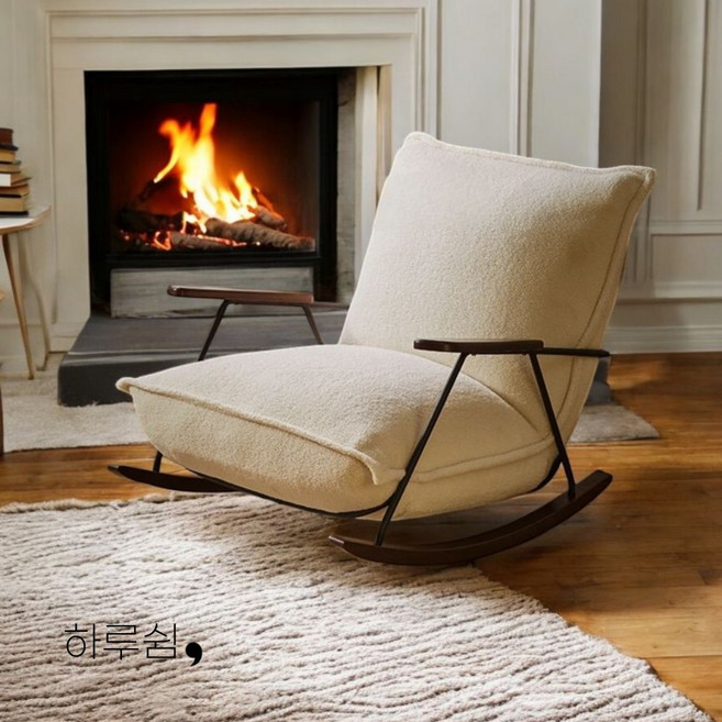 하루쉼 흔들의자 1인용 소파 스윙체어, 1개, A. 크림 화이트 의자만, 1개