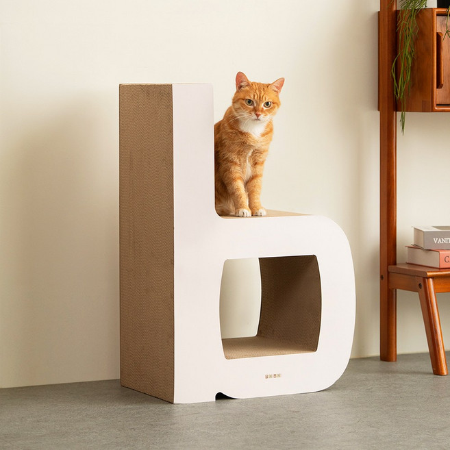 비니비니펫 아트비 수직 스크래처 고양이 스크래쳐 터널 숨숨집 스크래쳐, 1개, 아이보리