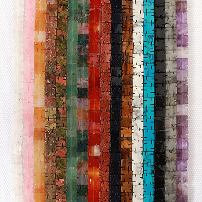 싼비즈 [5607]염주팔찌용 원석만자 6mm 반줄(27개)