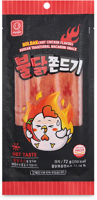 한진 불닭 쫀드기 매운 간식 맥주안주 개별포장 쫀디기, 72g, 5개