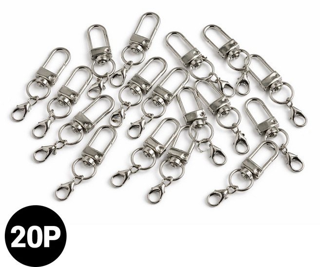 앙플러스 가방 열쇠 꾸미기 부자재 D형 키링 고리, 실버, 1개