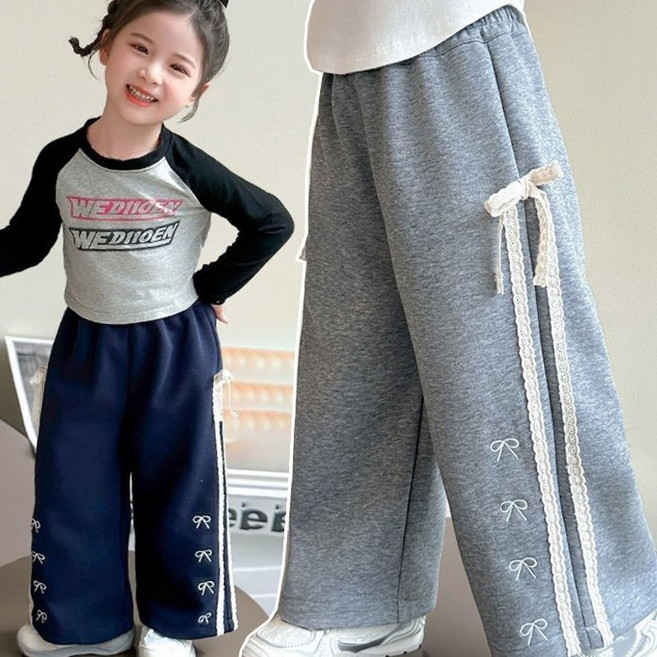 [앙디] F바지 와이드레이스리본 (FE186)_(아동복 아동옷 유아복 의류 여아용 공용 봄 가을 츄리닝)