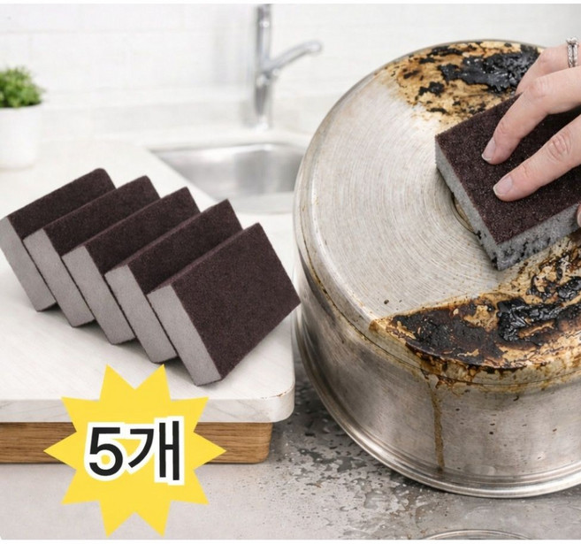 레나온 탄냄비 매직 수세미 찌든때 기름때 제거, 1세트, 5개