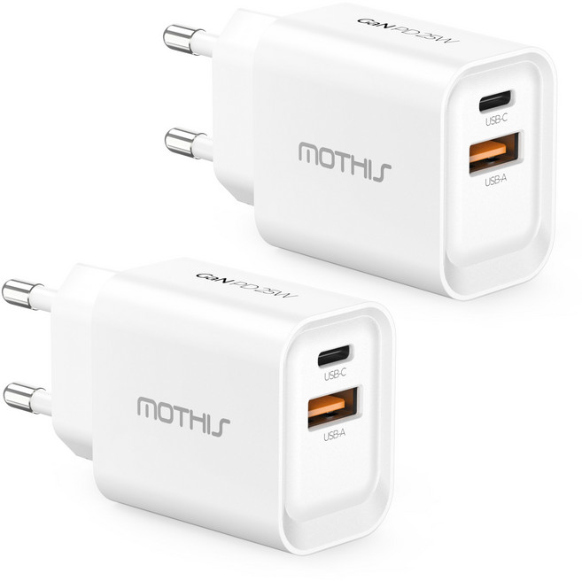 1+1 모디스 25W PD PPS 2포트 멀티 C타입 휴대폰 초고속 충전기, 1세트, 화이트