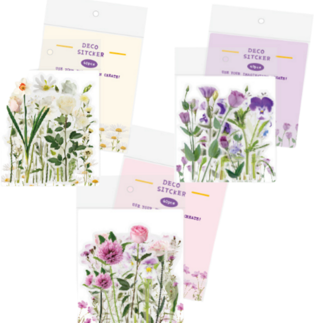 책갈피만들기 압화책갈피 DIY 책갈피 꾸미기 세트, 120개, 꽃스티커 3종