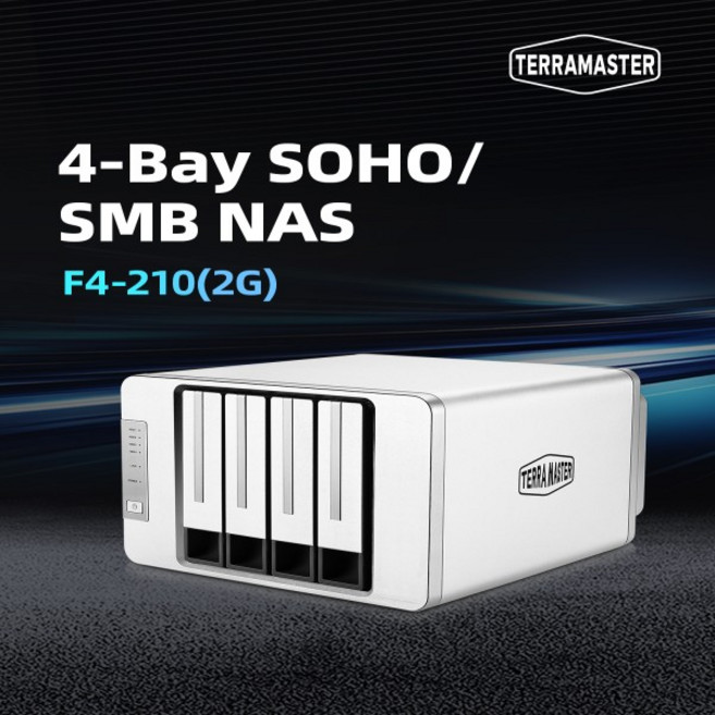 TerraMaster F4-210 4 베이 NAS 쿼드 코어 2GB RAM 네트워크 스토리지 미디어 서버 개인 클라우드 (디스크, 01 빠른