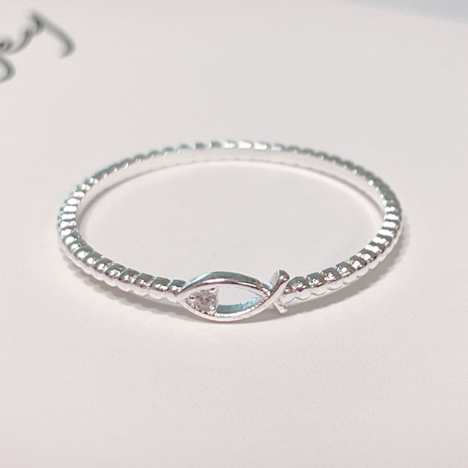 물고기반지 실버 925 모녀 행운 큐빅 물고기 은 애끼 반지 수능 재물운