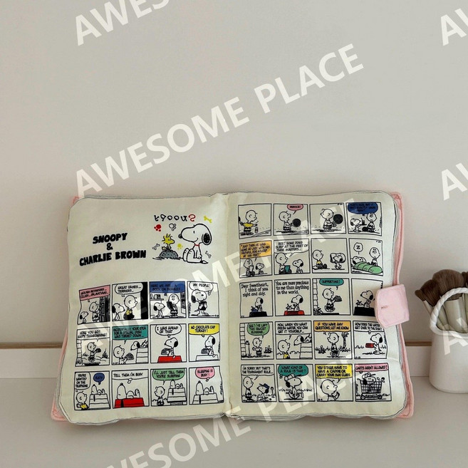 스누피 어린왕자 만화 책 어린이 아이방 거실 카페 학생 낮잠 소파 등 허리 쿠션 방석 소품 베개 러그, 핑크 - 스누피