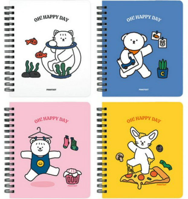 핑크풋 2500 꼬망 좌철 수첩 4종세트, 4종 세트, 1세트
