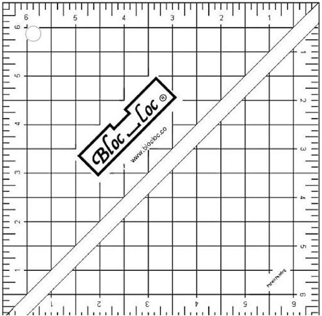 Bloc Loc 퀼트용 눈금자 하프 스퀘어 그리드 라인이 있는 삼각형 퀼팅 16.5cm(6 1/2인치) 1피스 265892, Bloc Loc 퀼트용 눈금자, 하프 스퀘어, 그리드