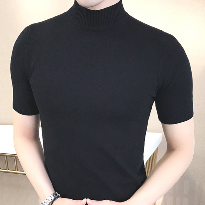 남자 반폴라 니트 티 통기성 슬림핏 반팔 여름