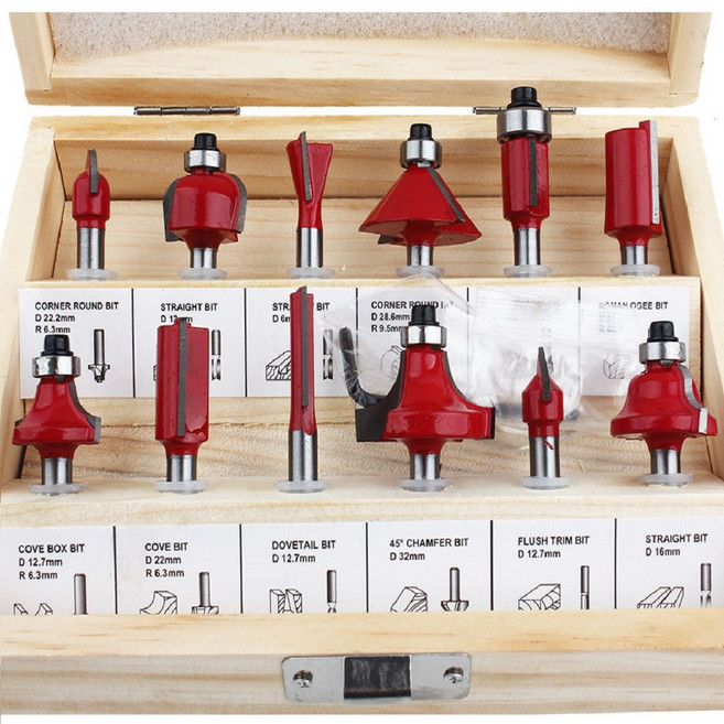 야토 목공 입문 초보자용 트리머비트 6mm 생크 12종 세트, 1개