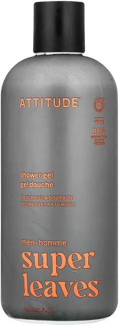 ATTITUDE Super Leaves™ 남성용 샤워젤 패출리 & 버번 향 415ml (14 fl oz) ATT-11723 - 쿠팡