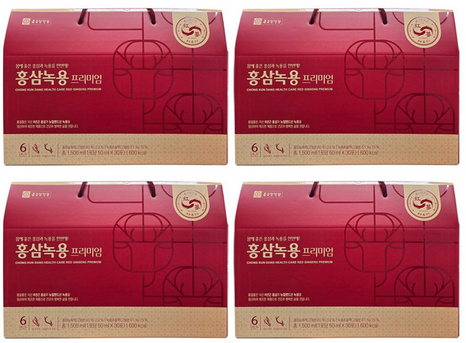 [KT알파쇼핑]종근당건강 6년근 홍삼녹용프리미엄 3개+ 증정1박스 50mlx30포, 4개