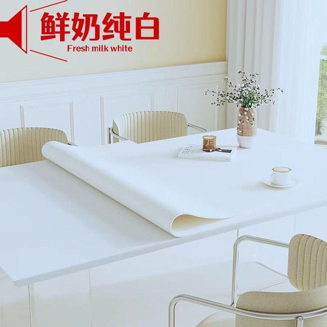 AB雙面皮革桌墊 暖白奶茶色 40x120cm, 升級版-鮮奶純白- 慢反射護眼 ,40*80-O角, 1個