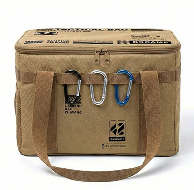대용량 캠핑 수납가방 캠핑가방 박스형 다용도 캠핑용품 정리백, 1개, 2단, 30L 베이지