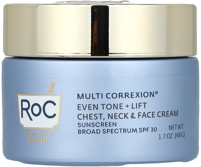RoC Multi Correxion® 균일한 피부톤 + 리프팅 가슴 넥 및 페이스 크림 SPF 30 48g(1.7oz) RoC (록), 1개, 48g - 쿠팡