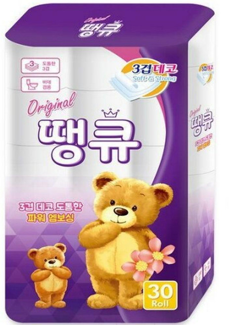 Original 땡큐 화장지 3겹 30롤 x 2팩, 14m, 6개