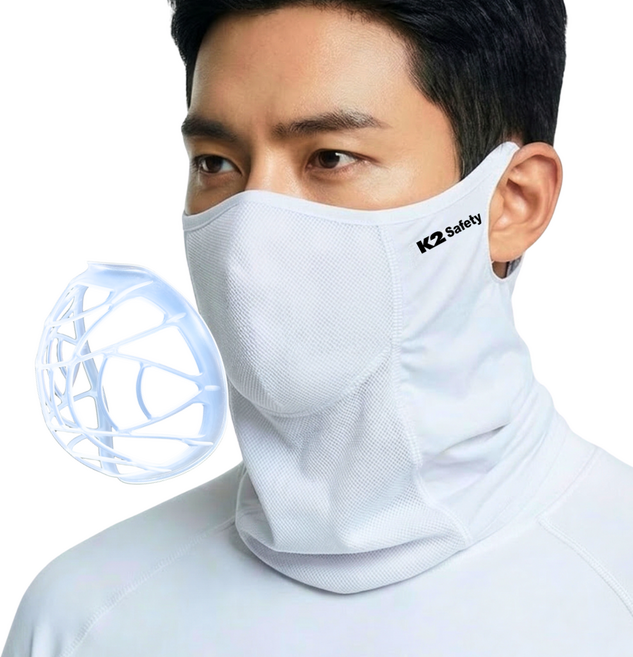 K2 Safety 메쉬 숨편한 가드스카프 멀티스카프+3중 MB필터 5매 증정, 화이트, 1세트