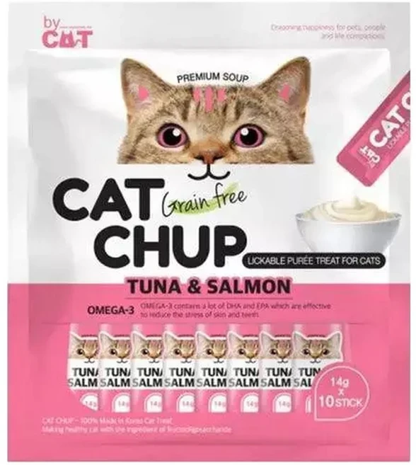 캣찹 참치 연어 14g 10개입 고양이 수분 영양 간식, 3개, 캣찹  참치연어 14g 10개입 - 쿠팡