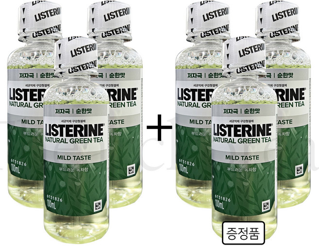 리스테린 내추럴 그린티 마일드 구강청결제, 100ml, 6개