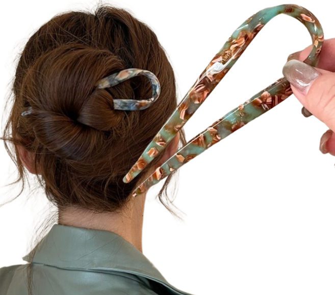 프라홈 아세테이트 U자형 13cm 대형 머리 헤어핀 PR359