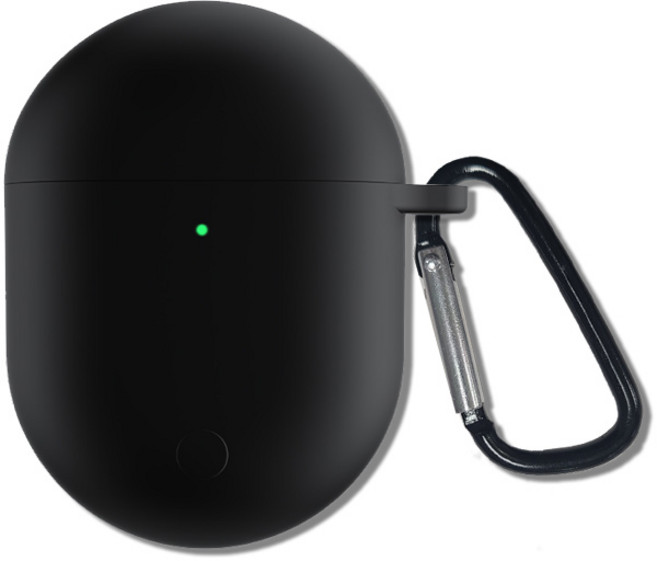 샤오미 레드미 버즈3 프로 컬러 슬림핏 일체형 케이스 + 카라비너, BLACK, 1개